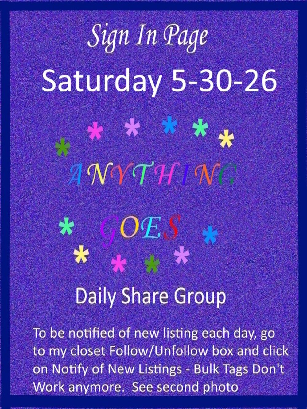 Saturday 5-30-26 Anything Goes Share Group - Part One Sign In Page